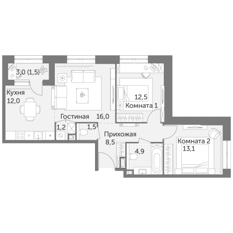 Купить трехкомнатную квартиру в районе Ростокино в Москве. Вариант № 9624895, 0, площадь -  квм, цена 46899440 рублей