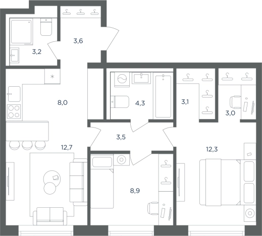 Купить трехкомнатную квартиру в ЖК Равновесие в Московской области. Вариант № 160944, 0, площадь -  квм, цена 14215449 рублей