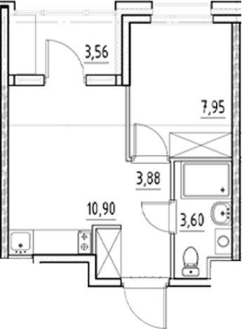 Купить однокомнатную квартиру в ЖК Nigilist в Санкт-Петербурге. Вариант № 5559910, 0, площадь -  квм, цена 9758447 рублей