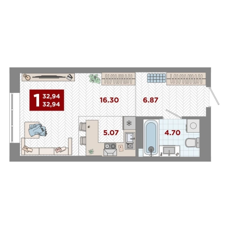 . Вариант № 10270838, 0, площадь - 32.94 квм, цена 7589000 рублей