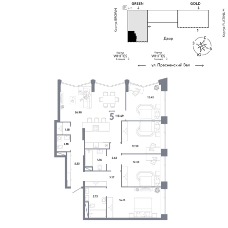 Купить четырехкомнатную квартиру в ЖК Republic в Москве. Вариант № 137208, 0, площадь -  квм, цена 114113400 рублей