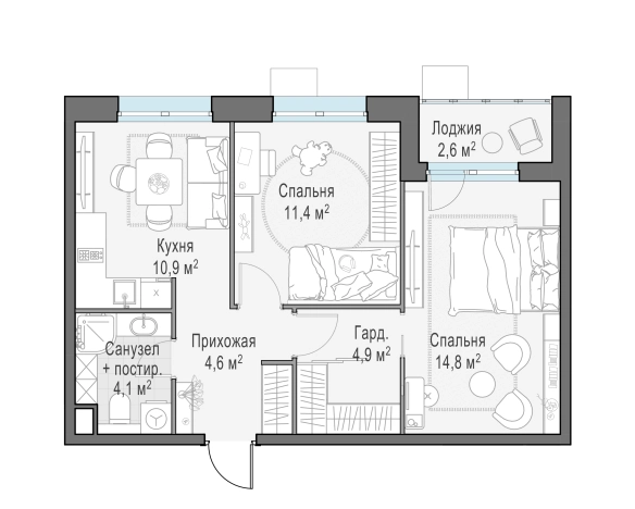 . Вариант № 166064, 0, площадь - 51.7 квм, цена 9940000 рублей