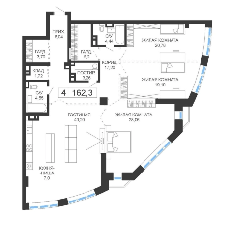 Купить четырехкомнатную квартиру в Приморском крае. Вариант № 6057955, 0, площадь -  квм, цена 43009500 рублей
