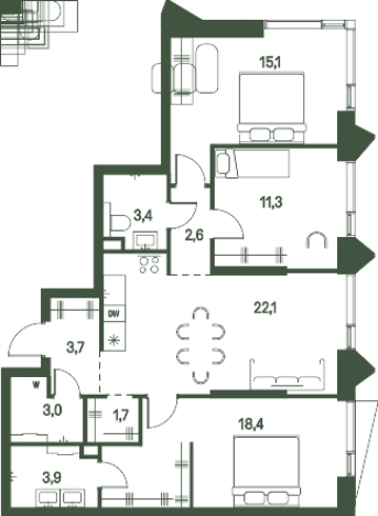 Купить трехкомнатную квартиру в новостройках в районе Щукино в Москве. Вариант № 143476, 0, площадь -  квм, цена 44210280 рублей
