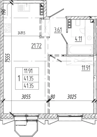 Купить двухкомнатную квартиру у метро Девяткино в Ленинградской области. Вариант № 6250842, 0, площадь -  квм, цена 6502288 рублей