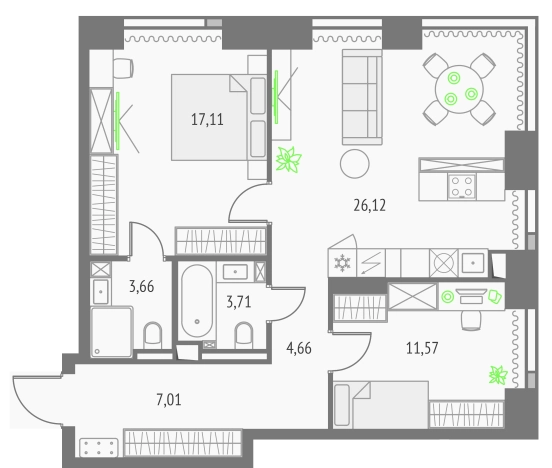 . Вариант № 156984, 0, площадь - 73.84 квм, цена 37561438 рублей