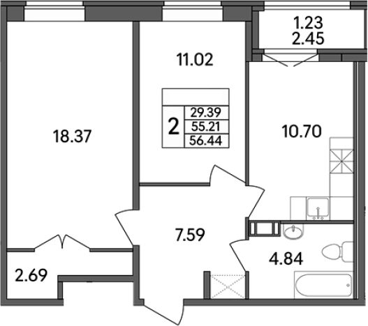 Купить квартиру у метро Парнас в Ленинградской области. Вариант № 7601276, 0, площадь -  квм, цена 7224320 рублей