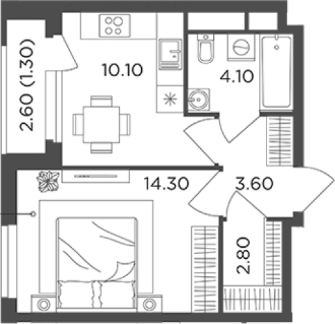 Купить однокомнатную квартиру на улице Чистяковой в Одинцове. Вариант № 134360, 0, площадь - квм, цена 10027328 рублей