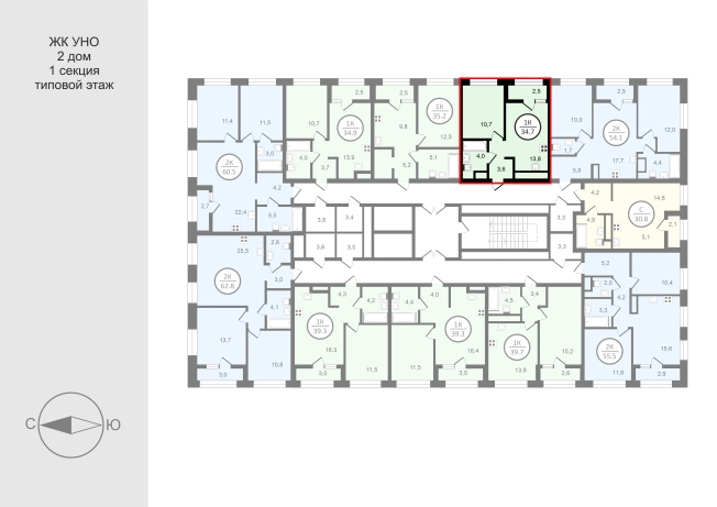 Купить однокомнатную квартиру в новостройках в Владимирской области. Вариант № 556126, 1, площадь -  квм, цена 6251400 рублей