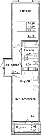 Купить однокомнатную квартиру в ЖК Квартал Заречье в Санкт-Петербурге. Вариант № 6707985, 0, площадь -  квм, цена 7677448 рублей
