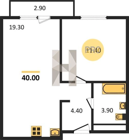 . Вариант № 62591, 0, площадь - 40 квм, цена 2809660 рублей