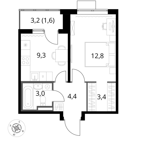 Купить однокомнатную квартиру в новостройках в Видном. Вариант № 9905546, 0, площадь -  квм, цена 12306150 рублей