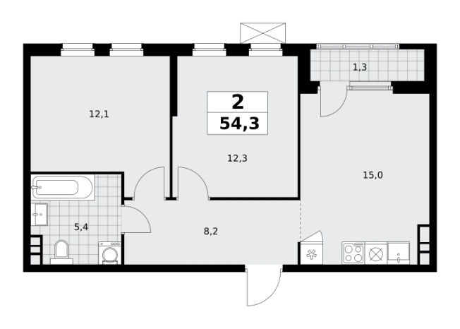 . Вариант № 116746, 0, площадь - 54.3 квм, цена 22025166 рублей