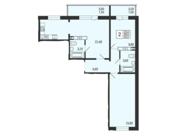 Купить двухкомнатную квартиру на улице Пионерская в Республике Башкортостан. Вариант № 9536775, 3, площадь -  квм, цена 4992000 рублей