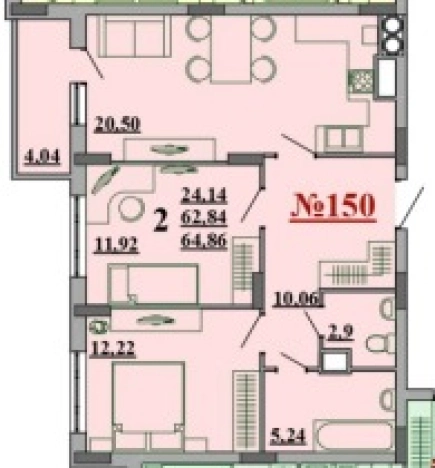Купить двухкомнатную квартиру в Микрорайоне Октябрьский городок в Рязани. Вариант № 60176, 0, площадь - квм, цена 6356280 рублей