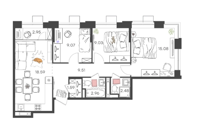 Купить трехкомнатную квартиру в районе Автозаводский в Нижнем Новгороде. Вариант № 124375, 0, площадь -  квм, цена 11045300 рублей