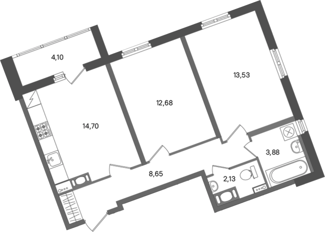 Купить трехкомнатную квартиру в Сертолове. Вариант № 7266505, 0, площадь -  квм, цена 9824776 рублей