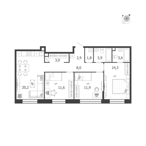 Купить квартиру у метро ЗИЛ в Москве. Вариант № 164674, 0, площадь -  квм, цена 38389929 рублей