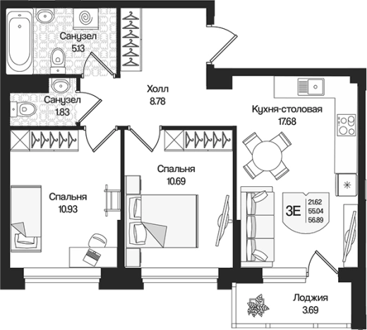 Купить трехкомнатную квартиру у метро Парнас в Ленинградской области. Вариант № 9314110, 0, площадь -  квм, цена 12865188 рублей