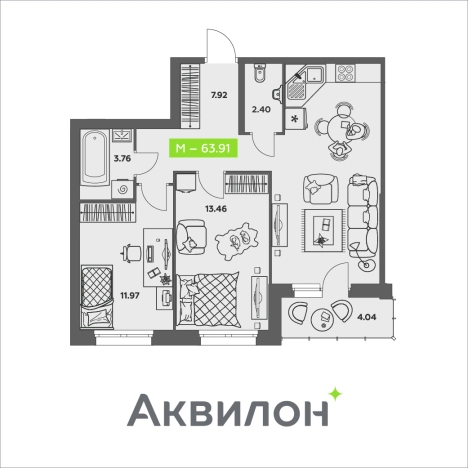 Купить квартиру на улице Смольный Буян в Архангельске. Вариант № 2685975, 6, площадь -  квм, цена 9729339 рублей