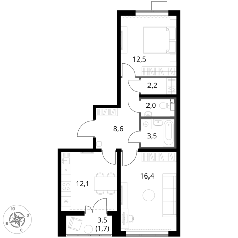 Купить квартиру в ЖК 1-й Южный в Видном. Вариант № 9802183, 0, площадь -  квм, цена 17134010 рублей