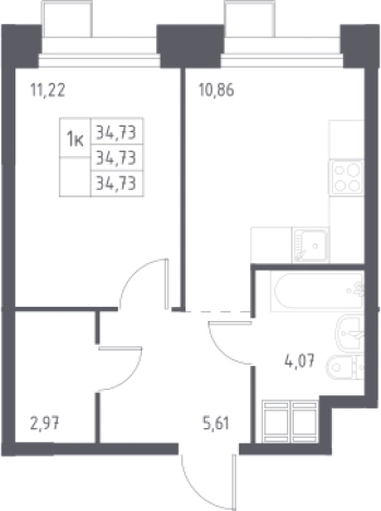 Купить однокомнатную квартиру в ЖК Тропарево парк в Москве. Вариант № 3560356, 0, площадь -  квм, цена 9710272 рублей
