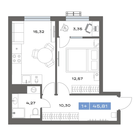 Купить однокомнатную квартиру в новостройках в Тобольске. Вариант № 91726, 0, площадь -  квм, цена 6350000 рублей