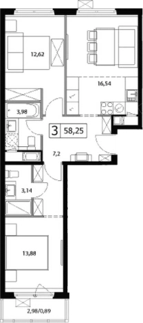 Купить трехкомнатную квартиру у метро Домодедовская в Видном. Вариант № 5833625, 0, площадь -  квм, цена 9330645 рублей