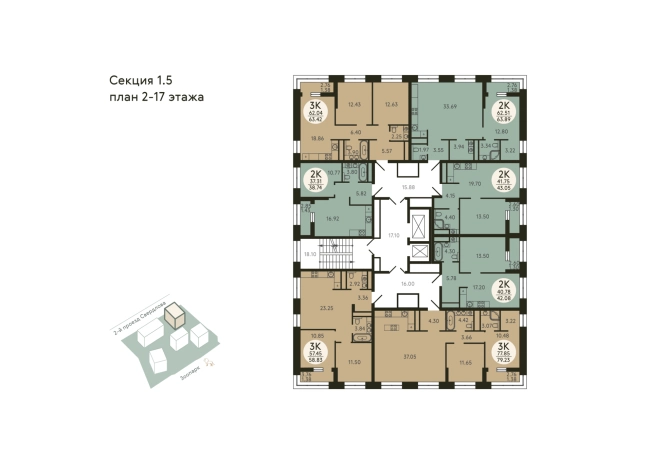 Купить квартиру в новостройках на улице 2-й проезд Свердлова в Пензе. Вариант № 153036, 1, площадь -  квм, цена 9269910 рублей