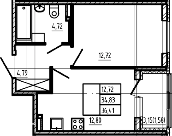 Купить однокомнатную квартиру в Сертолове. Вариант № 6963024, 0, площадь -  квм, цена 7718920 рублей