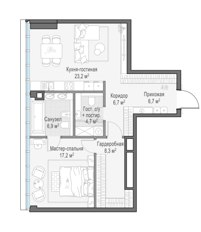 Купить однокомнатную квартиру у метро Фрунзенская в Москве. Вариант № 169934, 0, площадь -  квм, цена 212350000 рублей