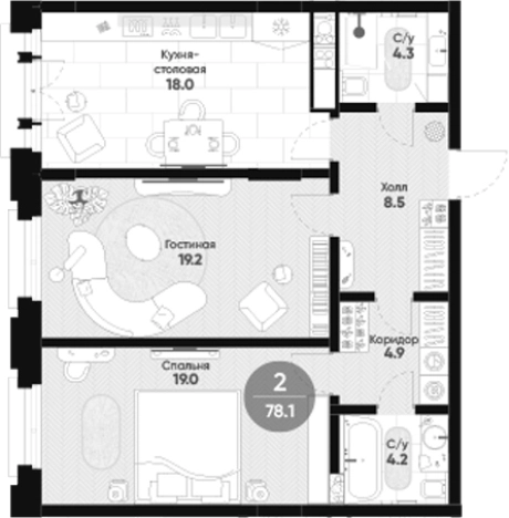 . Вариант № 6868941, 0, площадь - 78.1 квм, цена 62421758 рублей