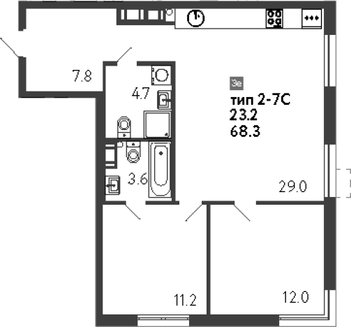 Купить трехкомнатную квартиру в новостройках у метро Парнас в Санкт-Петербурге. Вариант № 8099533, 0, площадь -  квм, цена 20458630 рублей