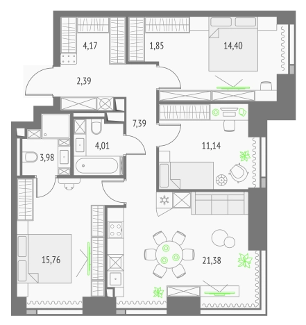 Купить трехкомнатную квартиру у метро Бутырская в Москве. Вариант № 3798783, 0, площадь -  квм, цена 47043174 рублей