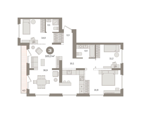Купить трехкомнатную квартиру у метро Домодедовская в Видном. Вариант № 8615595, 0, площадь -  квм, цена 18360000 рублей