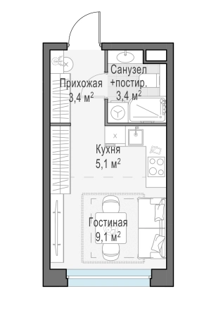 Купить Студию в ЖК Белый Grad в Мытищах. Вариант № 167402, 0, площадь -  квм, цена 5790000 рублей