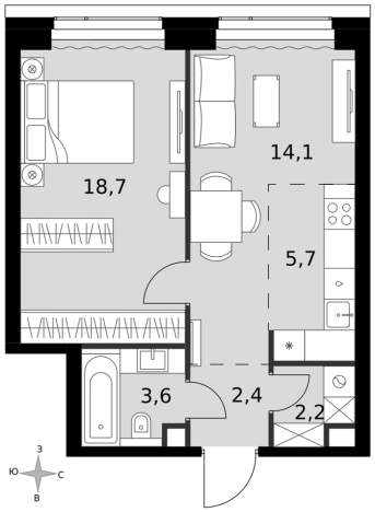 Купить двухкомнатную квартиру в районе Хорошёвский в Москве. Вариант № 9983927, 0, площадь -  квм, цена 37563145 рублей
