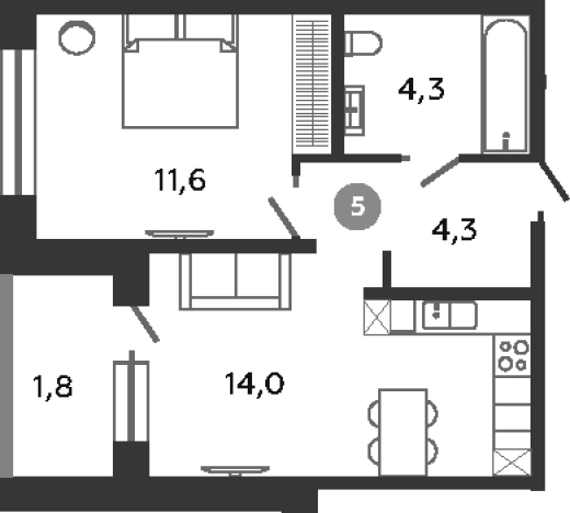 Купить однокомнатную квартиру у метро Проспект Ветеранов в Ленинградской области. Вариант № 9104654, 0, площадь - квм, цена 5760000 рублей