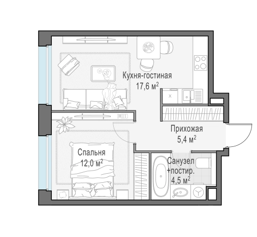 Купить двухкомнатную квартиру в ЖК Белый Grad в Мытищах. Вариант № 166160, 0, площадь -  квм, цена 8850000 рублей