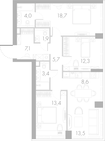 Купить многокомнатную квартиру в ЖК River Park Towers Кутузовский в Москве. Вариант № 74823, 0, площадь -  квм, цена 82412838 рублей
