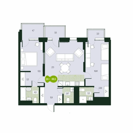 Купить трехкомнатную квартиру в ЖК "Солнечный Город" в Чите. Вариант № 124279, 0, площадь -  квм, цена 16629404 рублей