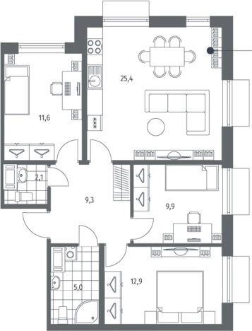 Купить многокомнатную квартиру в новостройках в ЖК Парусная 1 в Санкт-Петербурге. Вариант № 9324443, 0, площадь -  квм, цена 29210000 рублей