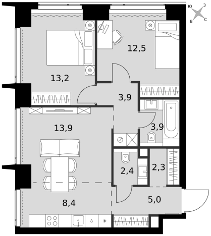 Купить трехкомнатную квартиру в районе Хорошёвский в Москве. Вариант № 9466155, 0, площадь -  квм, цена 53867200 рублей