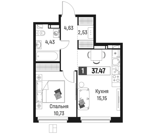 Купить двухкомнатную квартиру на улице Большой проспект в Всеволожске. Вариант № 6867180, 0, площадь -  квм, цена 7263260 рублей