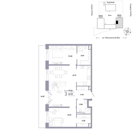 Купить трехкомнатную квартиру в ЖК Republic в Москве. Вариант № 10442419, 0, площадь -  квм, цена 105607800 рублей