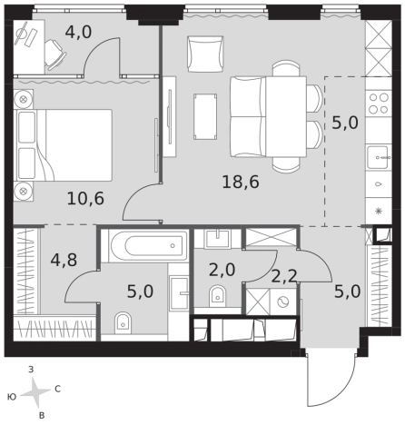 Купить двухкомнатную квартиру у метро Хорошево в Москве. Вариант № 9507936, 0, площадь -  квм, цена 44621720 рублей