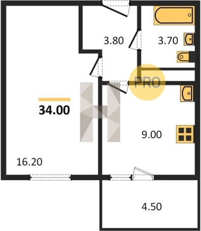 Купить однокомнатную квартиру в ЖК Гагарин в Ижевске. Вариант № 61832, 0, площадь -  квм, цена 2655800 рублей
