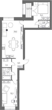 Купить трехкомнатную квартиру в ЖК Наука в Санкт-Петербурге. Вариант № 6897700, 0, площадь -  квм, цена 24384000 рублей