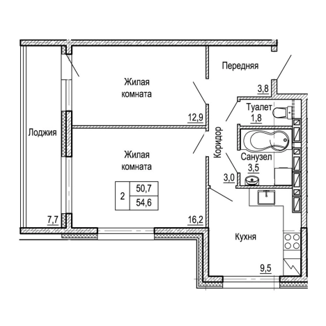 Купить двухкомнатную квартиру в районе Ленинский в Владивостоке. Вариант № 9415014, 0, площадь -  квм, цена 9278178 рублей