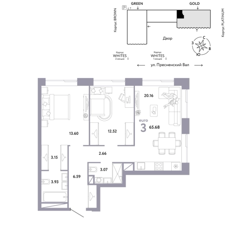Купить квартиру в районе Пресненский в Москве. Вариант № 10441324, 0, площадь -  квм, цена 59159400 рублей